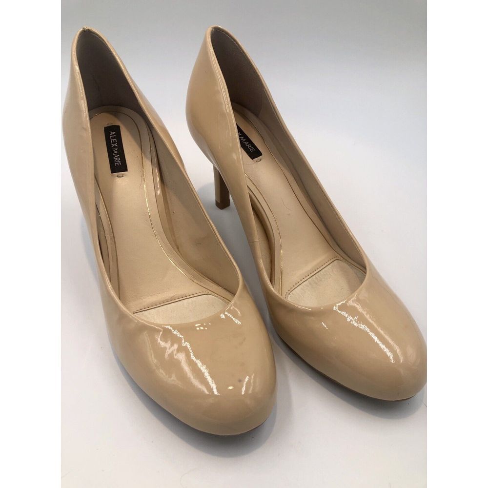 Alex Marie Nude Patent Leather‎ 3 Inch Heel Size 8.5 Pump Round Comfort Sole New
